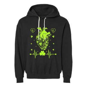 Irish Shamrock Cardiac Nurse Heart St. Patrick's Day Garment-Dyed Fleece Hoodie