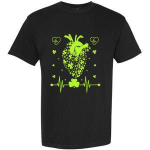 Irish Shamrock Cardiac Nurse Heart St. Patrick's Day Garment-Dyed Heavyweight T-Shirt