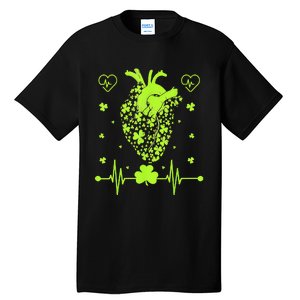 Irish Shamrock Cardiac Nurse Heart St. Patrick's Day Tall T-Shirt