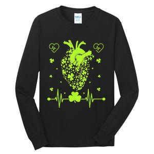 Irish Shamrock Cardiac Nurse Heart St. Patrick's Day Tall Long Sleeve T-Shirt