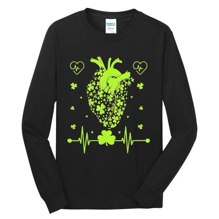 Irish Shamrock Cardiac Nurse Heart St. Patrick's Day Tall Long Sleeve T-Shirt