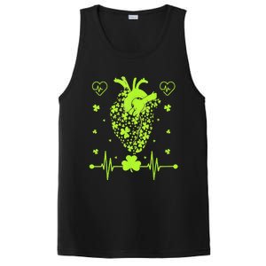 Irish Shamrock Cardiac Nurse Heart St. Patrick's Day PosiCharge Competitor Tank