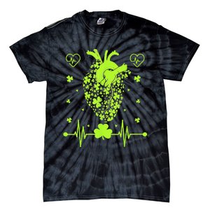 Irish Shamrock Cardiac Nurse Heart St. Patrick's Day Tie-Dye T-Shirt