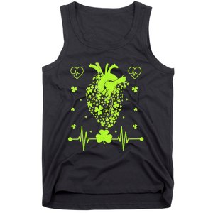 Irish Shamrock Cardiac Nurse Heart St. Patrick's Day Tank Top