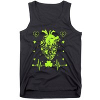 Irish Shamrock Cardiac Nurse Heart St. Patrick's Day Tank Top