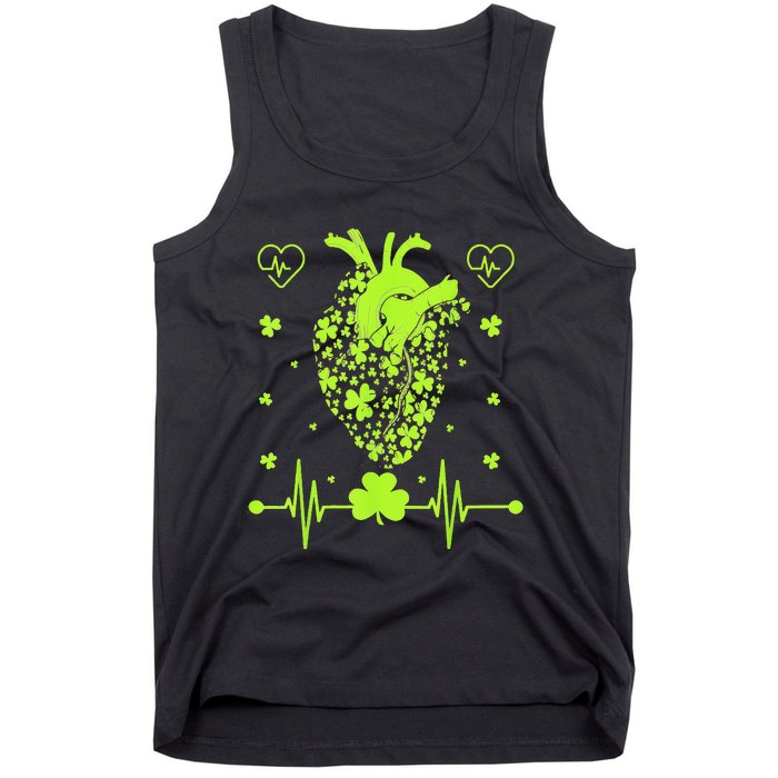 Irish Shamrock Cardiac Nurse Heart St. Patrick's Day Tank Top