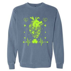 Irish Shamrock Cardiac Nurse Heart St. Patrick's Day Garment-Dyed Sweatshirt