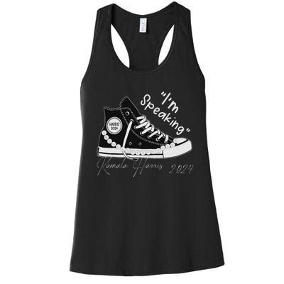 IM Speaking Chucks And Pearls Election Kamala 2024 Women's Racerback Tank