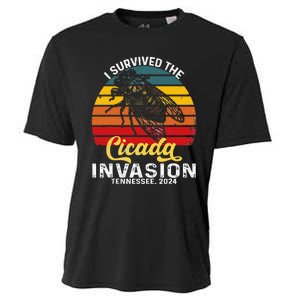 I Survived Cicada Invasion Tennessee 2024 Retro Cicada Bugs Cooling Performance Crew T-Shirt