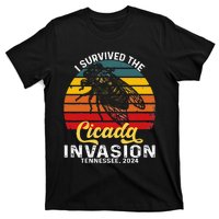 I Survived Cicada Invasion Tennessee 2024 Retro Cicada Bugs T-Shirt