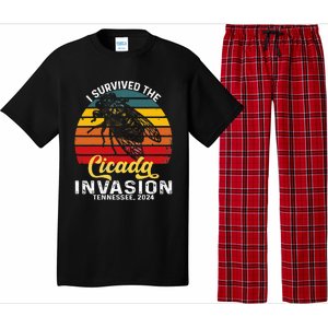 I Survived Cicada Invasion Tennessee 2024 Retro Cicada Bugs Pajama Set