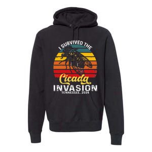 I Survived Cicada Invasion Tennessee 2024 Retro Cicada Bugs Premium Hoodie