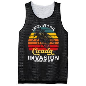 I Survived Cicada Invasion Tennessee 2024 Retro Cicada Bugs Mesh Reversible Basketball Jersey Tank