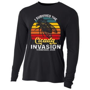 I Survived Cicada Invasion Tennessee 2024 Retro Cicada Bugs Cooling Performance Long Sleeve Crew