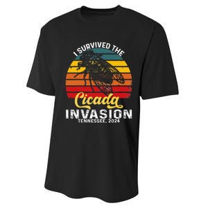 I Survived Cicada Invasion Tennessee 2024 Retro Cicada Bugs Performance Sprint T-Shirt