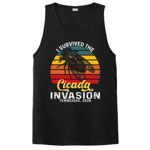 I Survived Cicada Invasion Tennessee 2024 Retro Cicada Bugs PosiCharge Competitor Tank