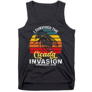 I Survived Cicada Invasion Tennessee 2024 Retro Cicada Bugs Tank Top