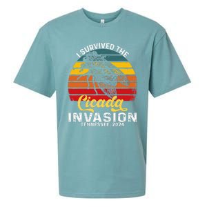 I Survived Cicada Invasion Tennessee 2024 Retro Cicada Bugs Sueded Cloud Jersey T-Shirt