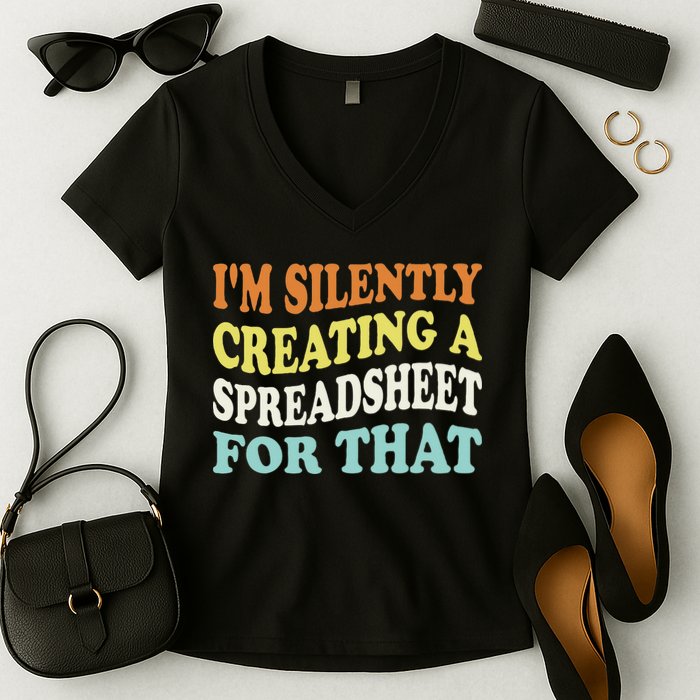IM Silently Creating A Spreadsheet For That Women's V-Neck T-Shirt