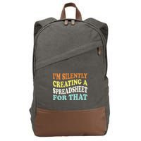 IM Silently Creating A Spreadsheet For That Cotton Canvas Backpack