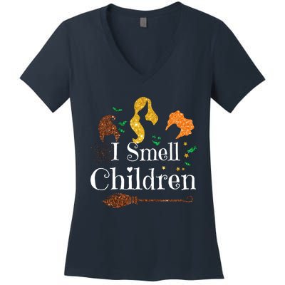 I Smell Children Funny Halloween Ladies Women's V-Neck T-Shirt