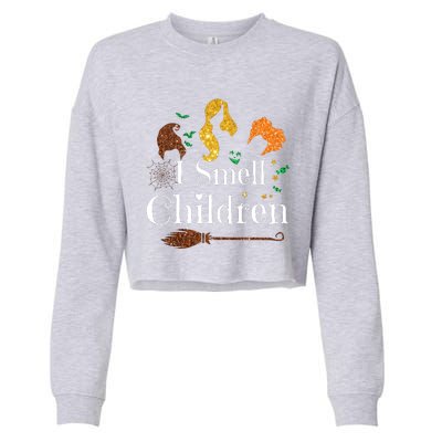 I Smell Children Funny Halloween Ladies Cropped Pullover Crew