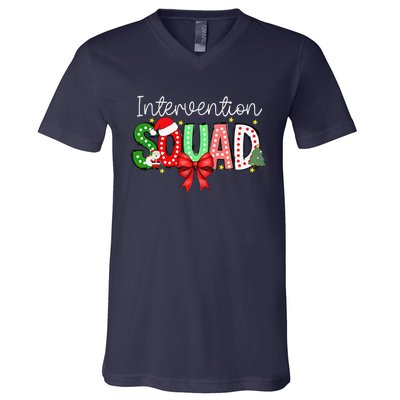 Intervention Squad Christmas Early Intervention Teacher Xmas V-Neck T-Shirt