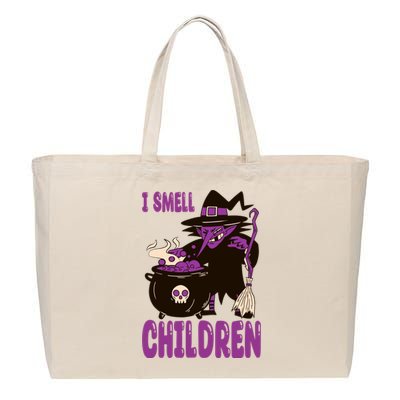 I Smell Children Funny Halloween Witch Cotton Canvas Jumbo Tote