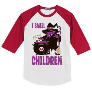 I Smell Children Funny Halloween Witch Kids Colorblock Raglan Jersey