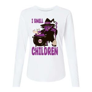 I Smell Children Funny Halloween Witch Womens Cotton Relaxed Long Sleeve T-Shirt