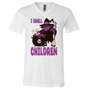 I Smell Children Funny Halloween Witch V-Neck T-Shirt