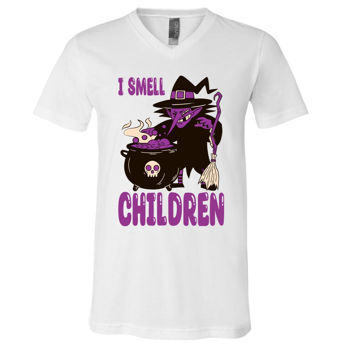 I Smell Children Funny Halloween Witch V-Neck T-Shirt