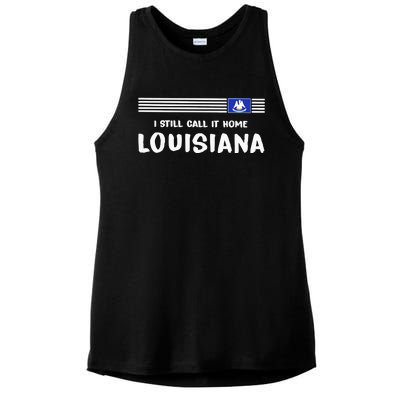 I Still Call It Home Louisiana Flag Ladies PosiCharge Tri-Blend Wicking Tank