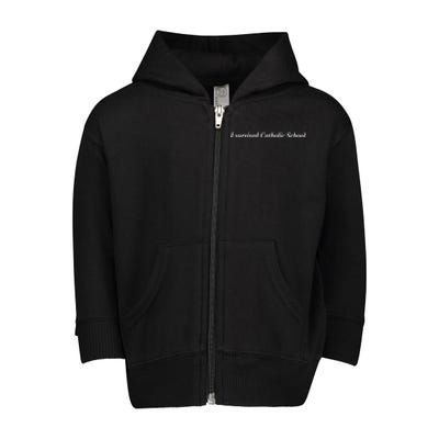 I Survived Catholic School Funny Toddler Zip Fleece Hoodie