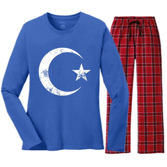 Islam Symbol Cool Islamic Muslim Sign Gift Funny Gift Women's Long Sleeve Flannel Pajama Set 