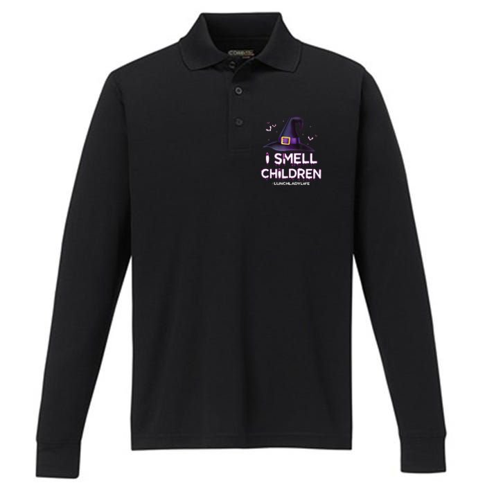 I Smell Children Lunch Lady Life Halloween For Lunch Lady Performance Long Sleeve Polo