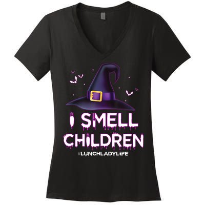 I Smell Children Lunch Lady Life Halloween For Lunch Lady Women's V-Neck T-Shirt