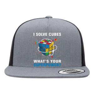 I Solve Cubes Superpower Funny Speed Cubing Flat Bill Trucker Hat