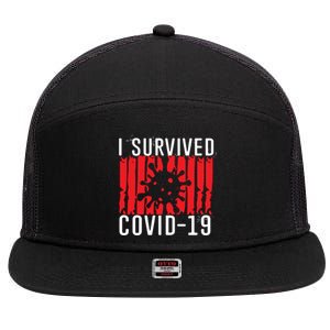 I Survived Covid19 Distressed 7 Panel Mesh Trucker Snapback Hat