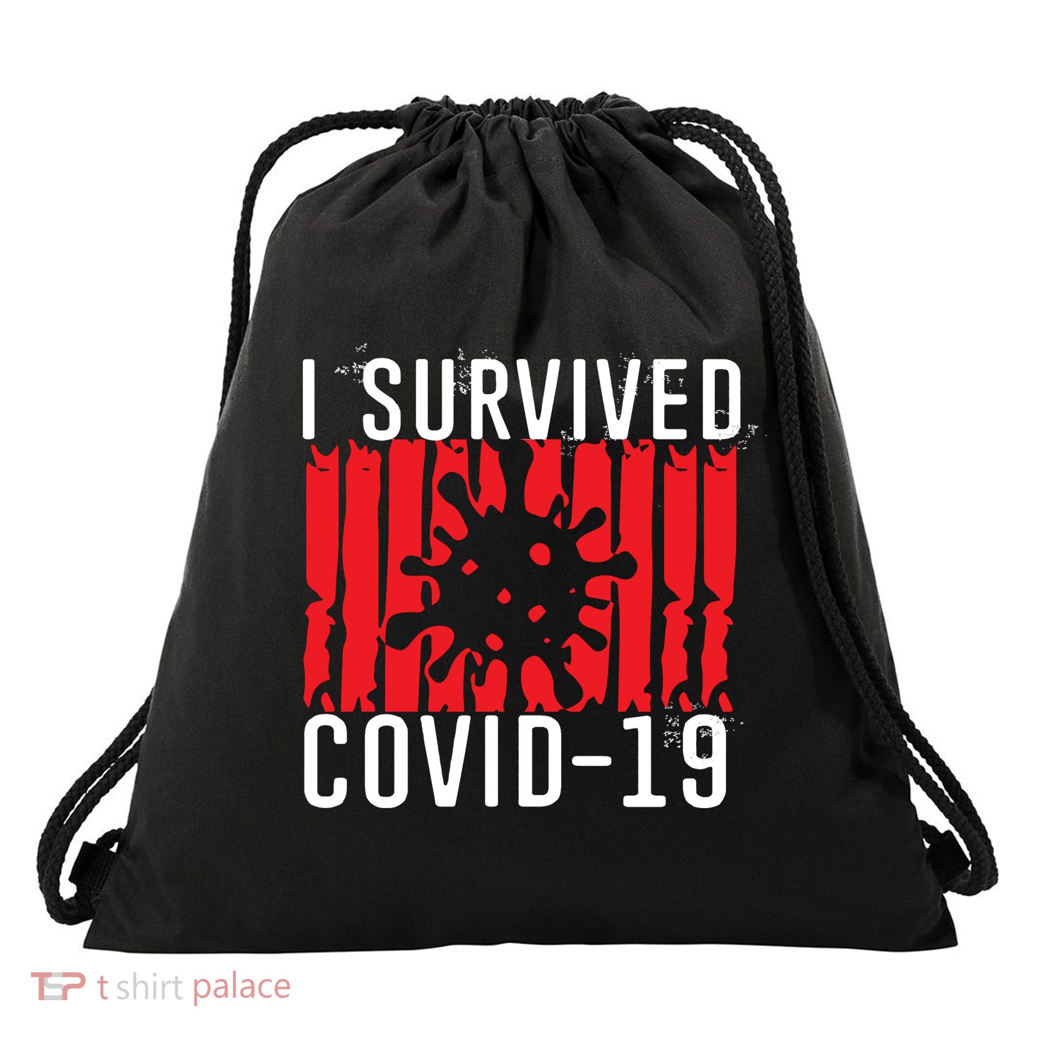 I Survived Covid19 Distressed Drawstring Bag