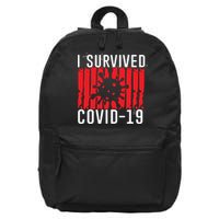 I Survived Covid19 Distressed 16 in Basic Backpack