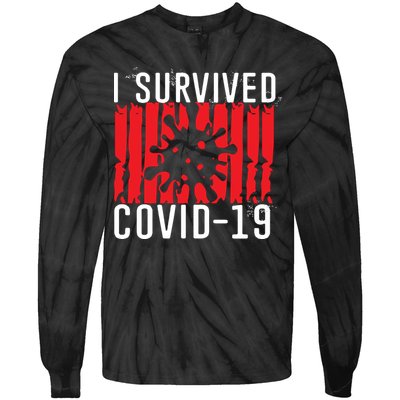 I Survived Covid19 Distressed Tie-Dye Long Sleeve Shirt