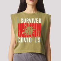 I Survived Covid19 Distressed Garment-Dyed Women's Muscle Tee