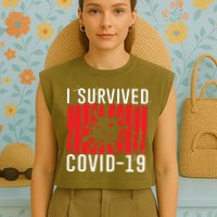 I Survived Covid19 Distressed Garment-Dyed Women's Muscle Tee