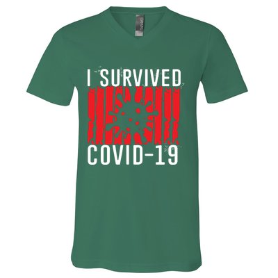 I Survived Covid19 Distressed V-Neck T-Shirt