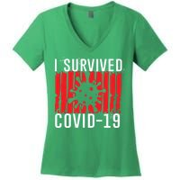 I Survived Covid19 Distressed Women's V-Neck T-Shirt