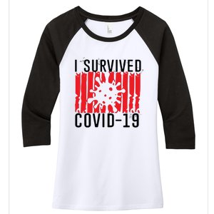 I Survived Covid19 Distressed Women's Tri-Blend 3/4-Sleeve Raglan Shirt