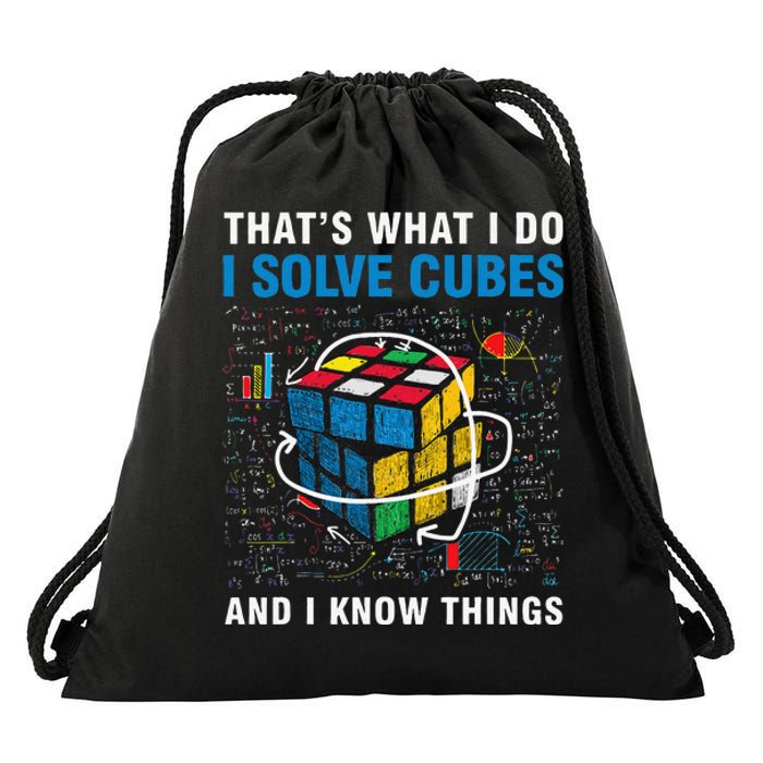 I Solve Cubes And I Know Things Funny Speed Cubing Drawstring Bag