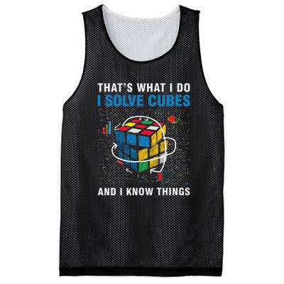 I Solve Cubes And I Know Things Funny Speed Cubing Mesh Reversible Basketball Jersey Tank