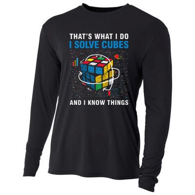 I Solve Cubes And I Know Things Funny Speed Cubing Cooling Performance Long Sleeve Crew